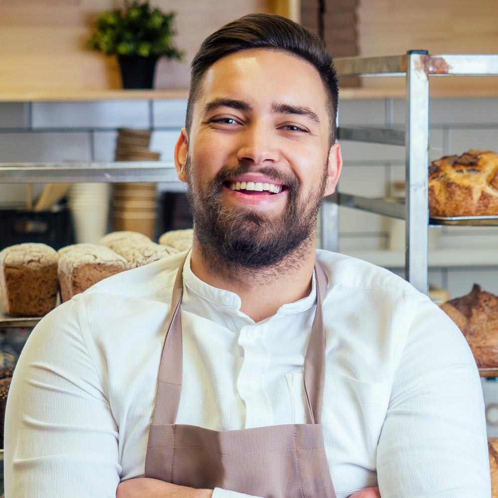 handsome baker in uniform